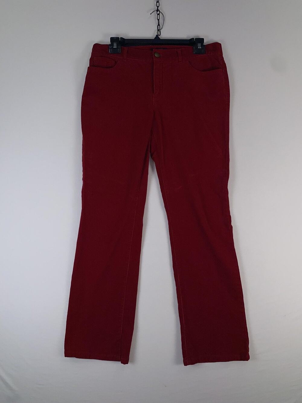Chaps Pants Womens Petite 10P Red Corduroy Stretch Straight Leg Casual